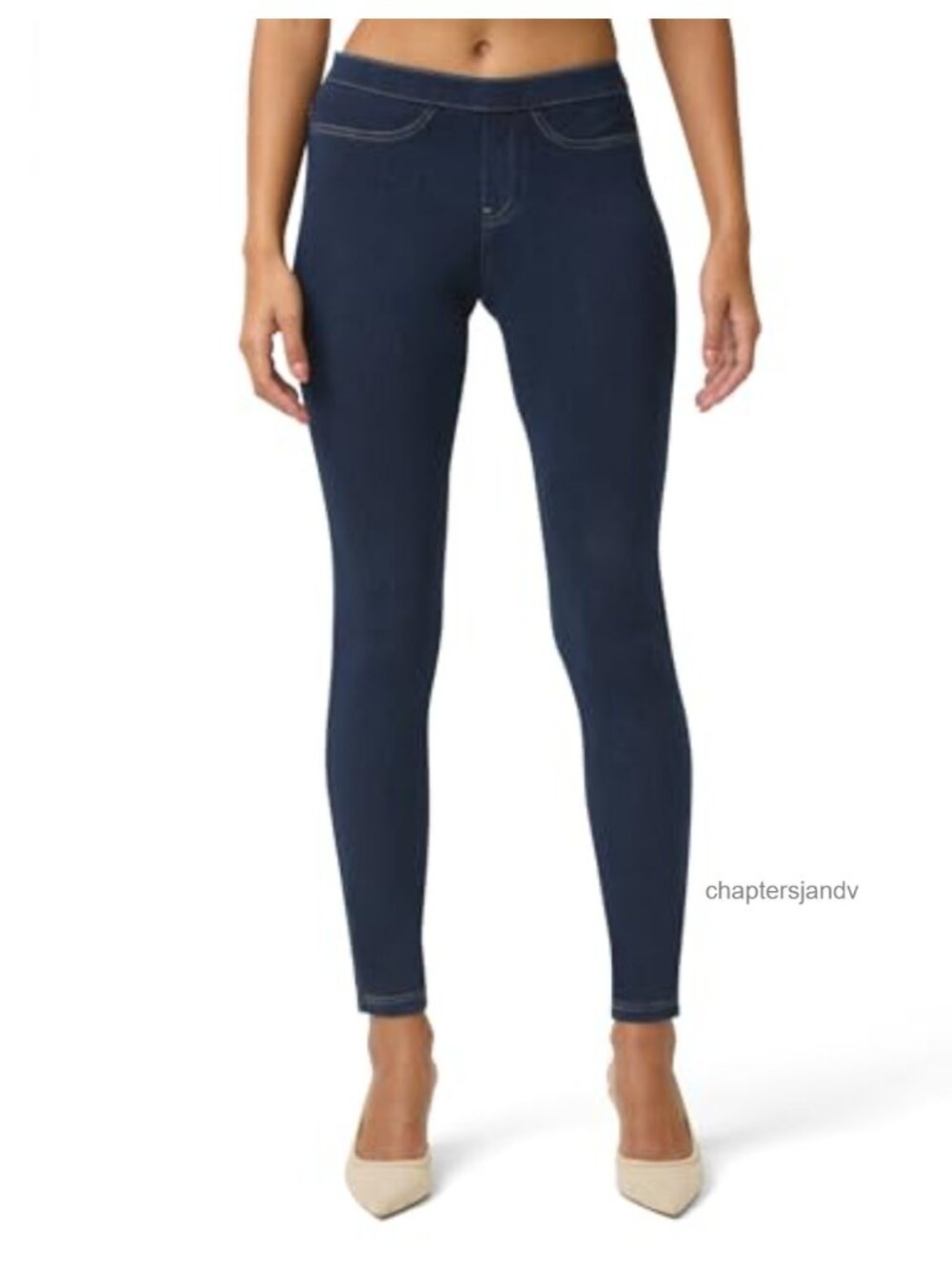 High Waisted Denim Leggings Skinny Fit Stretch Pull On Casual Jeggings